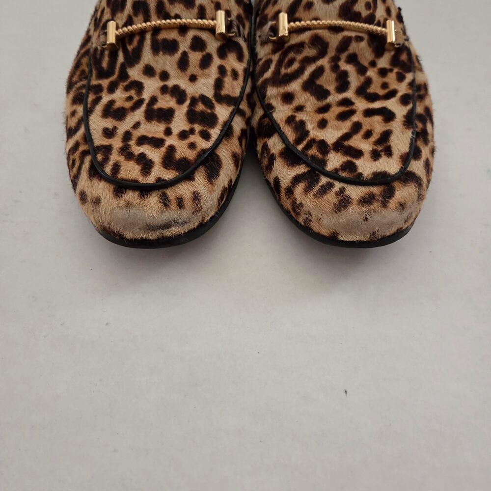 Sam Edelman Lior Leather Calf Hair Leopard Print Bridle Loafers Sz 8.5 Academia - Picture 8 of 11